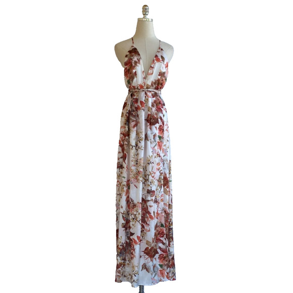NWT Hello Molly Mermaid Hotel Maxi Dress sz Small Floral Print Strappy Backless - Picture 3 of 15